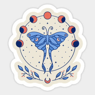 Celestial Luna Moth & Moon Phases Sticker